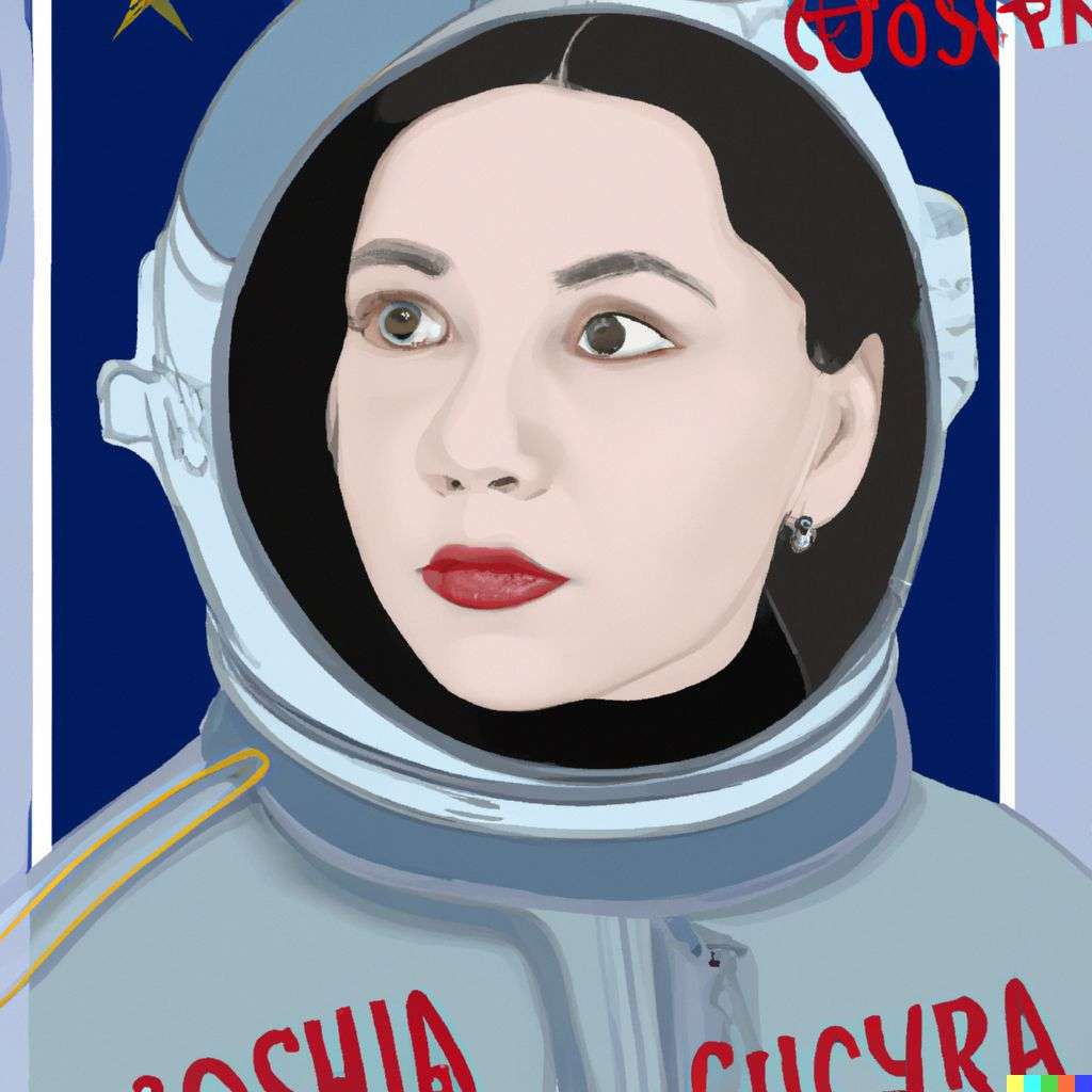 an astronaut, Soviet poster